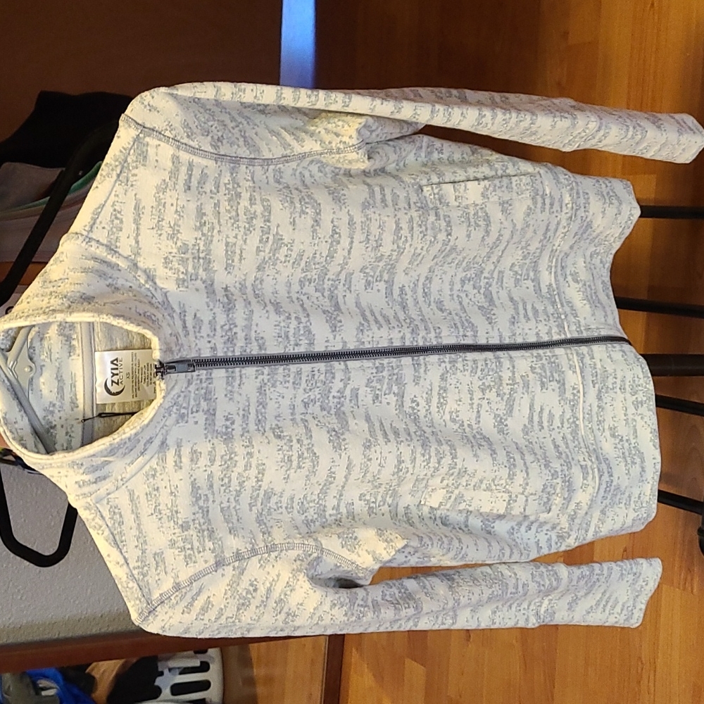 Women's Zyia Active Cream Combo Zipper Jacket- XS